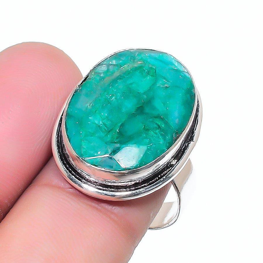 Natural Green Jade Gemstone 925 Sterling Silver Jewelry Ring Size 7 AR-17024