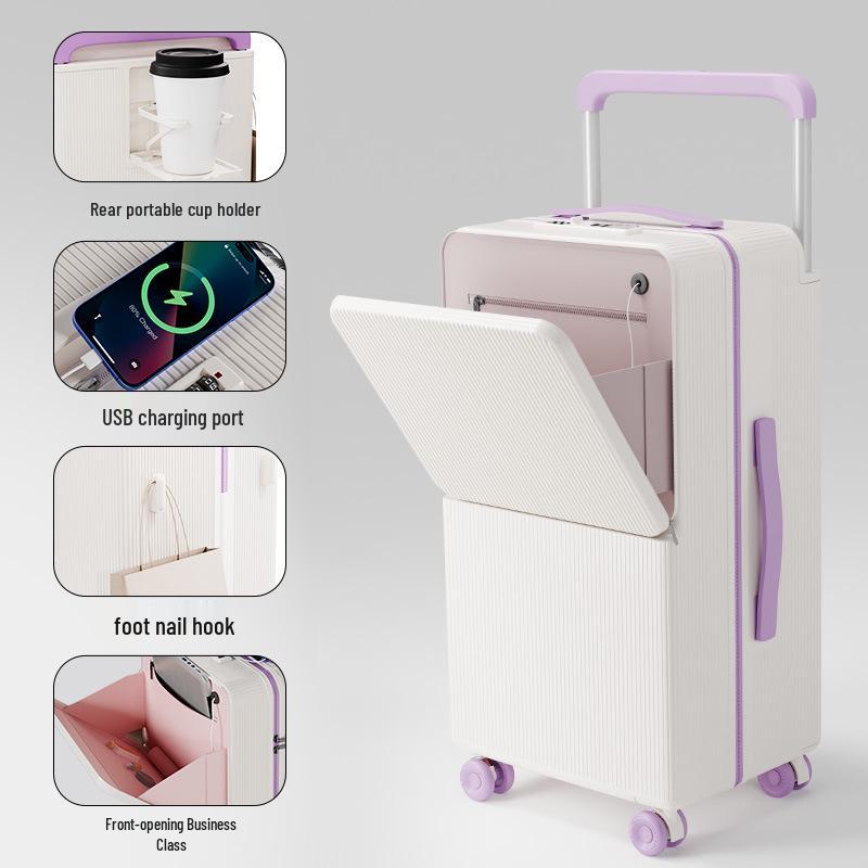 24-Inch Multifunctional Suitcase with Universal Wheels and New Lock System