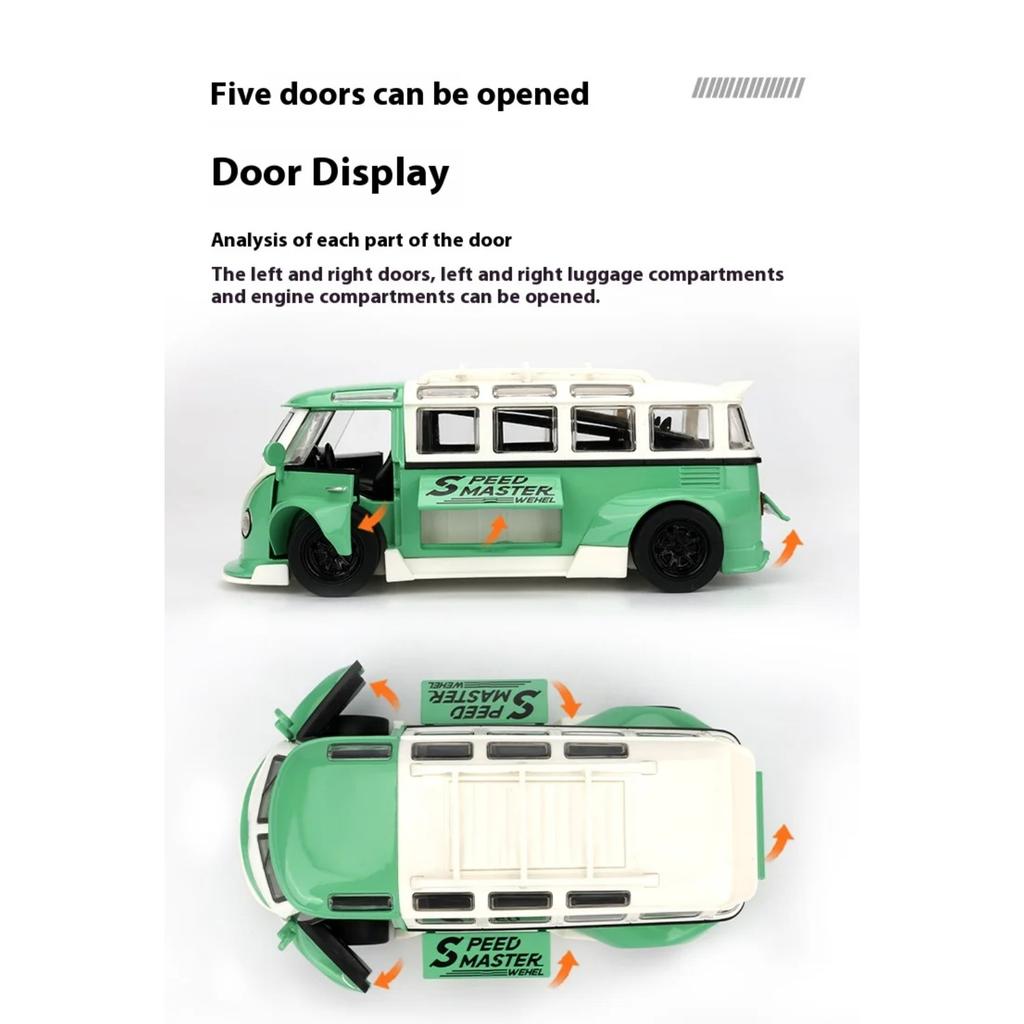 1/32 Volkswagen Bus T1 Modified Alloy Metal Diecast Car Model VW Collection Vehicle Kids Toy Car Holiday Gifts Box Present Scale