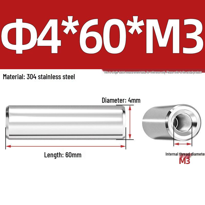 Pin Cilindric din Oțel Inoxidabil 304 cu Filet Interior M4/M6/M8 și Orificiu - Coloană de Suport și Ghidare