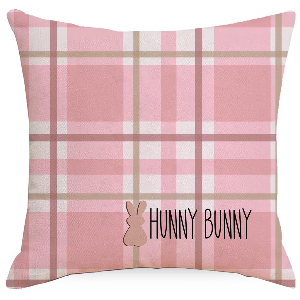 Cartoon Printed Easter Bunny Pillowcase Pink Suit Combination Festive Decoration Cushion Living Room Sofa Pillow