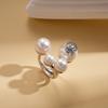 Imitation Pearl Geometric Round Open Ring Vintage Versatile Index Finger Ring Jewelry