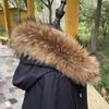 Raccoon Fur Collar Natural Fur Collar Winter Women Scarves Winter Female Gray Fur Collar Shawl Long Warm Genuine Fur Scarf