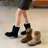 Women's Loose Retro Fashion 2025 Autumn and Winter Round Head Thick Heel Medium Heel Short Boots Foreign Fashion Boots