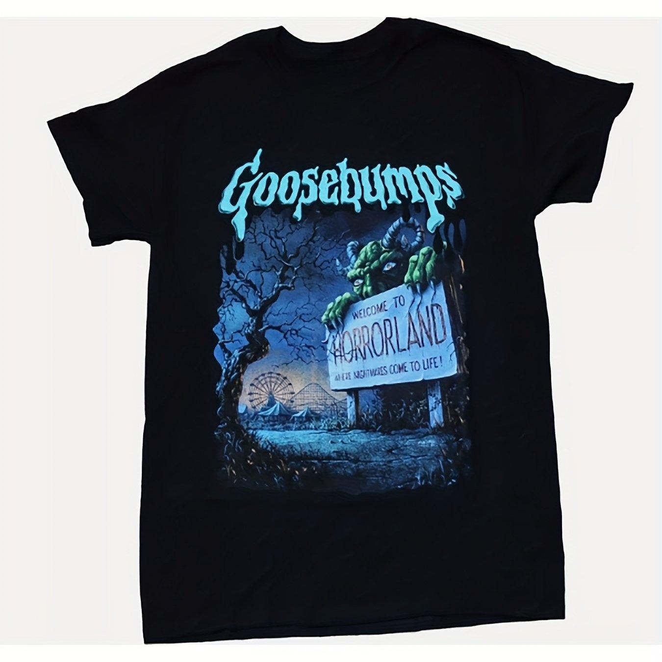 Unisexs goosebumps Horror AmuseUnisext Park Roller Coaster Themed Tshirt Retro 90s Nostalgic TV Drama Casual Summer Fan Shirt M