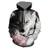2026 New Men's Autumn/Winter Long-Sleeve Hoodie Euro-American Street Style 3D Wolf PrintUnisex Woman's