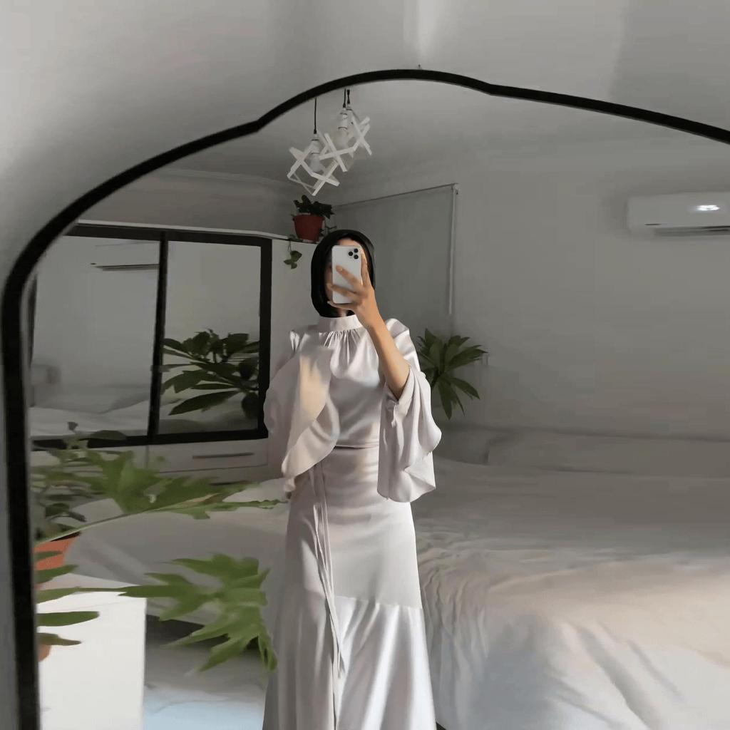 Spring 2024 Fashion: Women's Trumpet Sleeve Lace-Up Slim Dress Long Skirt