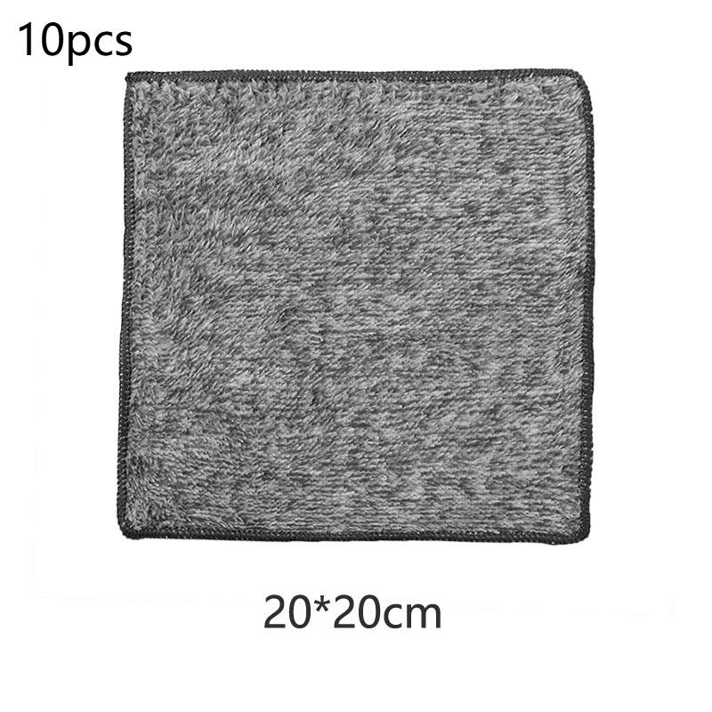 

10Pcs Gray Bamboo Charcoal Thickened Super Absorbent Dishcloth Oil Resistant Kitchen Wipes Microfiber Cleaning Cloths S