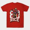 Men Black Print T-shirt Jerry Rice San Francisco Player Name No-Cut Transfer Paper Print Cotton Tshirt