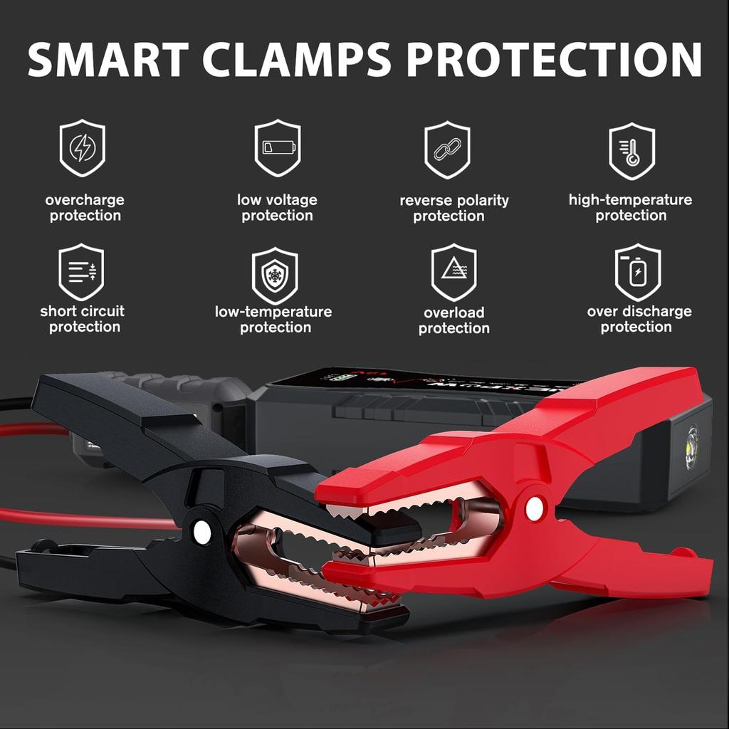 1500A Car Jump Starter 12V Portable Lithium Boost Box with LED Light & USB QC3.0