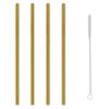 4 Straight Reusable Drinking Straws Metal Stainless Steel Eco-Friendly 10.5in, With 1 Cleaning Brush