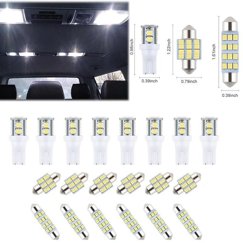 24pcs Led Bulb Set T10 DC 12V White Light Car Light Bulb Suitable for Reading Light/License Plate Light/Interior Light
