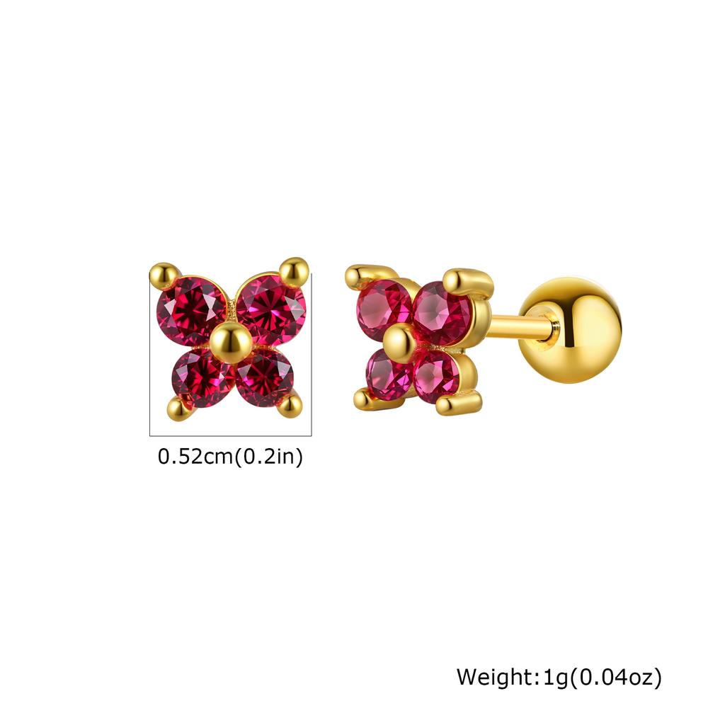 Stainless Steel Cartilage Earrings Butterfly CZ Studs Hypoallergenic Piercing Jewelry for Women Girls, Cubic Zirconia Ear Stud