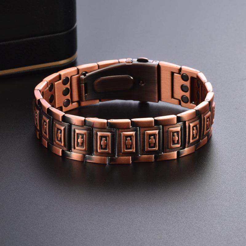 Convex Cross Copper Bracelet Men's Three Rows Magnet Energy Bracelet Fashion Vintage Hand Accessories