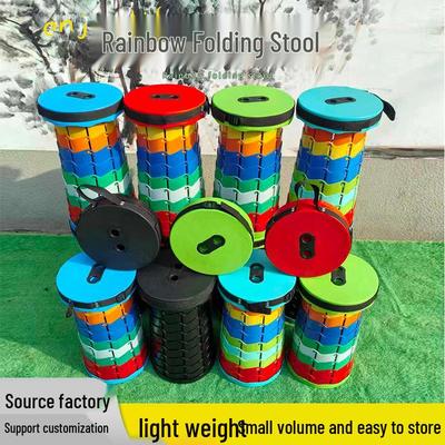 Adjustable Portable Rainbow Telescopic Folding Stool for Outdoor Use, Fishing, Train Travel, or Street Stalls