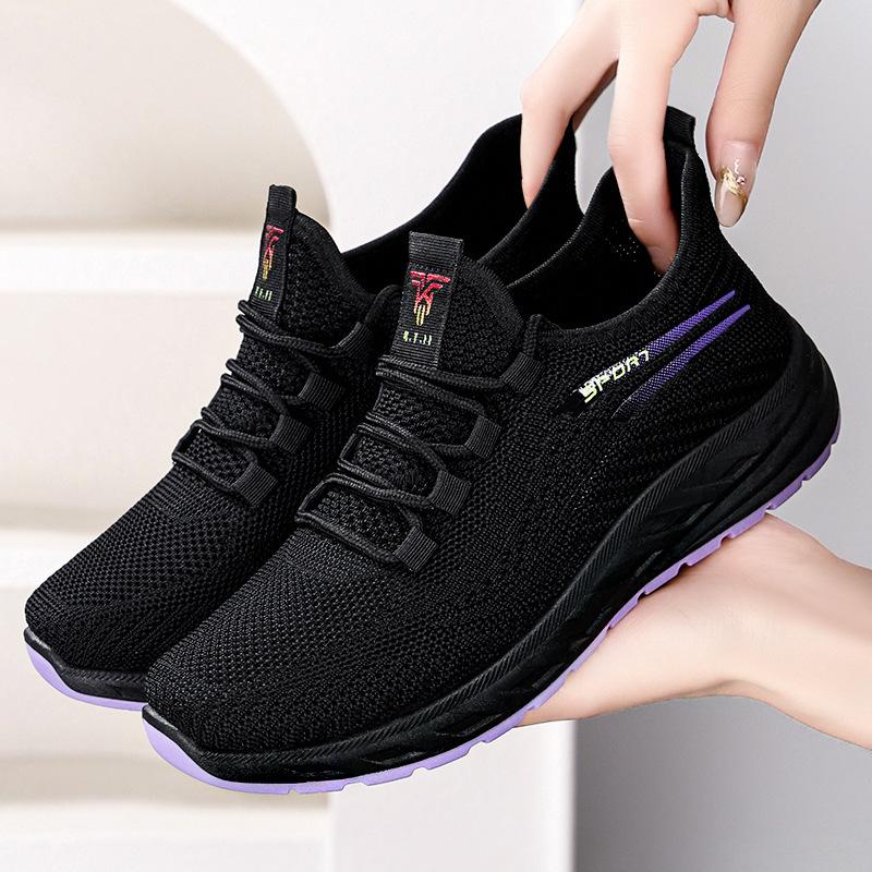 Shoes women's casual shoes foreign trade women's shoes versatile soft sole women's single shoes middle-aged and elderly mother shoes flying woven br