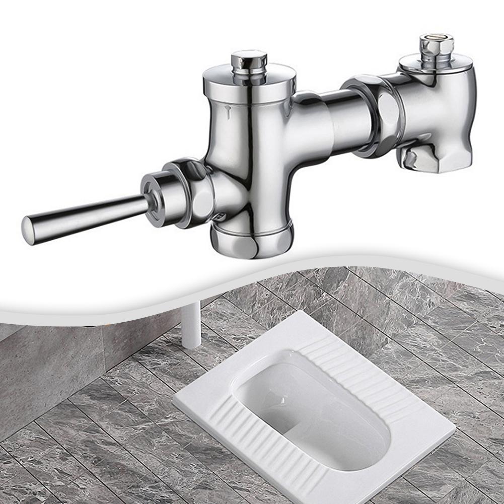 Heavy Duty Brass Toilet Flush Valve Wear-Resistant Manual Press Valve for Squat Toilet Versatile Application in School Hotel