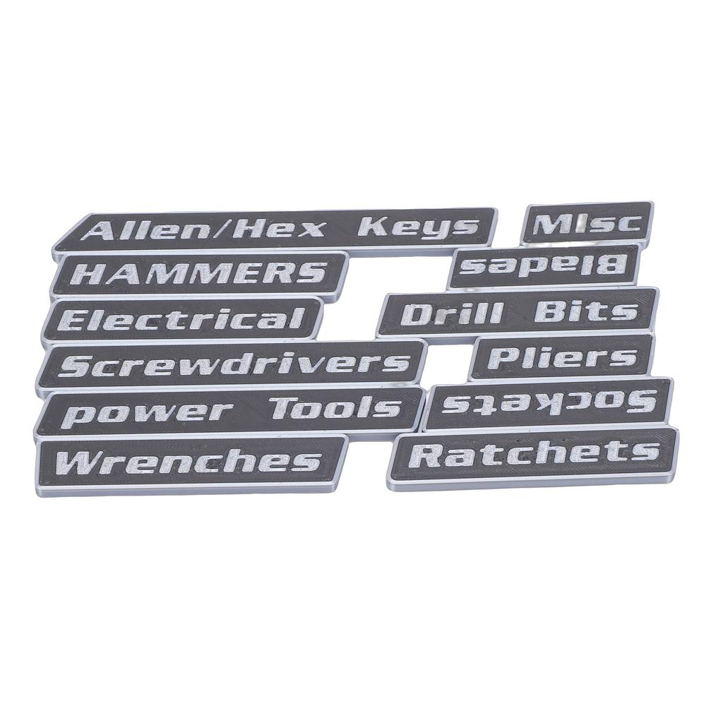 12pcs Magnetic Toolbox Labels Reusable 3D Printed Toolbox Drawer for Steel Tool Boxes Cart Drawers Cabinets