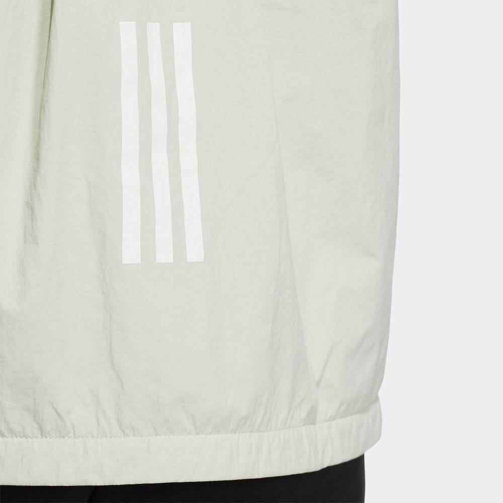 Adidas Solid Logo Stripe Stand Collar Jacket Women Outerwear Linen-Green HM2807