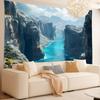 Coastal Fjord Theme Digital Printing Polyester Wall Hanging Tapestry Decorative Living Room Bedrooms Office Background Gift