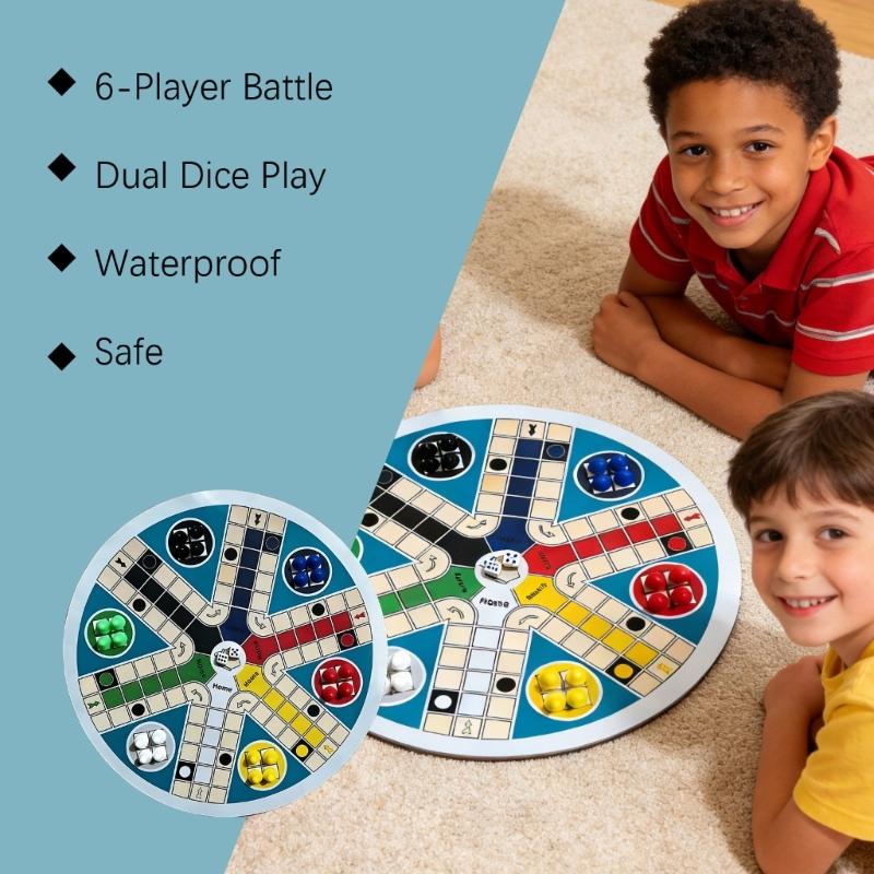 Folding Round 6 Player Flying Chesses Game Set With Colorful Pieces Strategy Toy for Family And Friend Gatherings