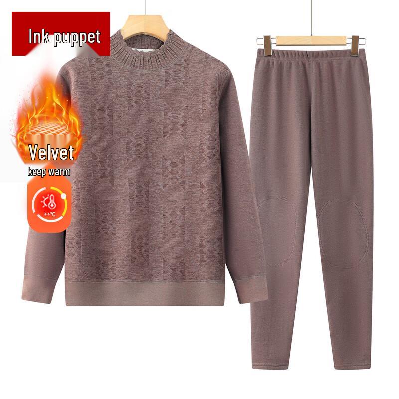 

Elderly Women s Plus Size Lamb Velvet Thermal Underwear Set 2XL