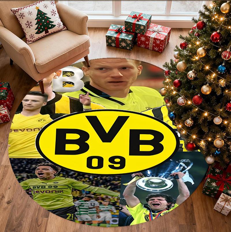 Borussia Dortmund Pattern Round Rug, Indoor/Outdoor Mat, for Picnic, Gameroom, Bedroom, Office, Living Room, Home Decor Carpet, Birthday Gift