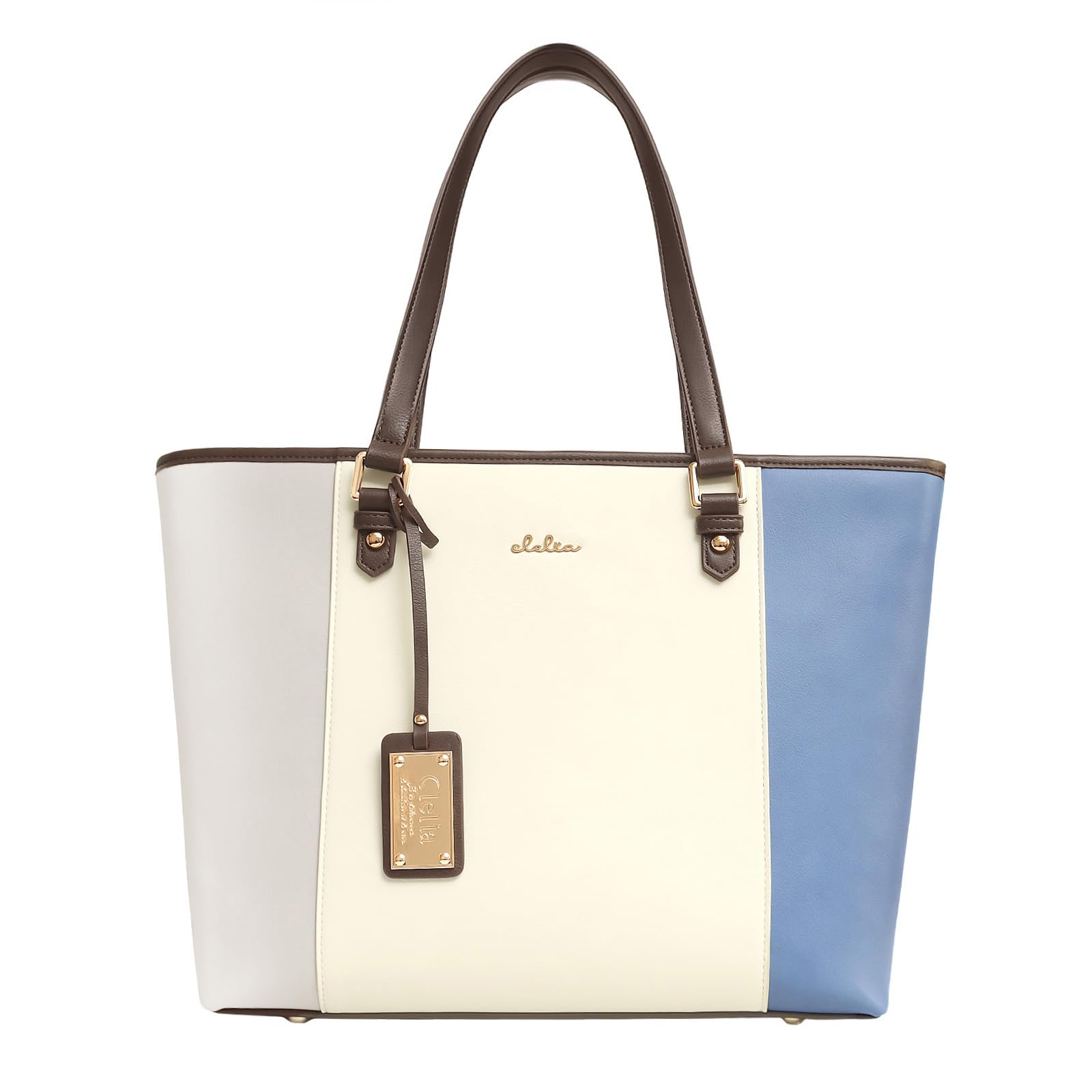 

CLELIA Women s Tricolor Tote Bag, A4 Size, with Bottom Studs, Riberte Series [CL-22719] (Yonagi (2026 Limited Edition Color))