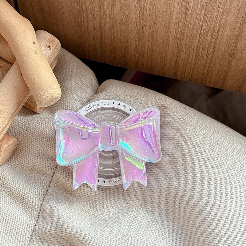 Wind Three-Dimensional Bow Decoration Internet Celebrity Mobile Phone Airbag Holder Magnetic Women'S Ring Original Gift