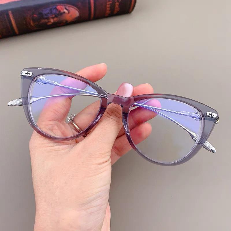 

0 ~ +4.0 Young Looking Presbyopia Glasses Black Cat Eyes Anti Blue Light Style Fashion Transparent Frame Reading Glasses +100 серый