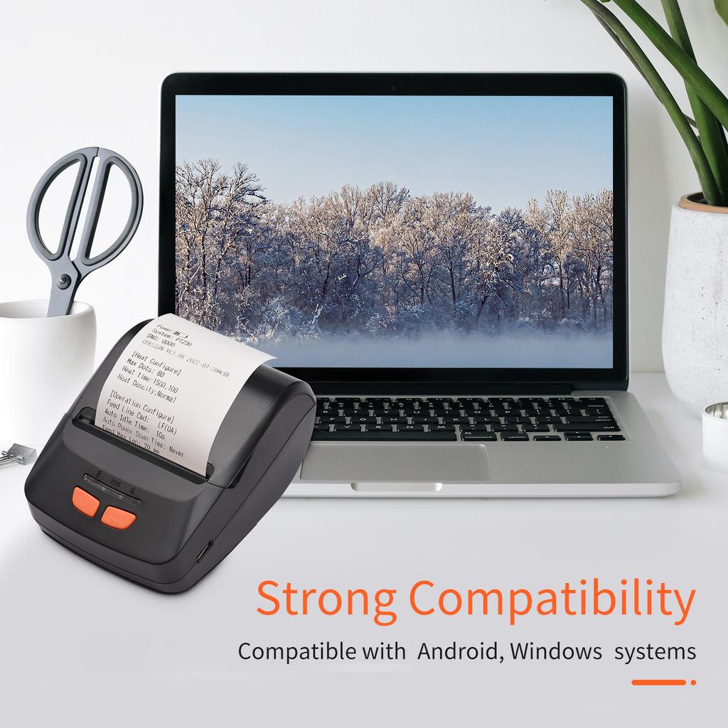 Receipt Printer Portable 58mm Mobile Thermal Printer Wireless BT Mini Bill Ticket Printing Compatible with Android IOS