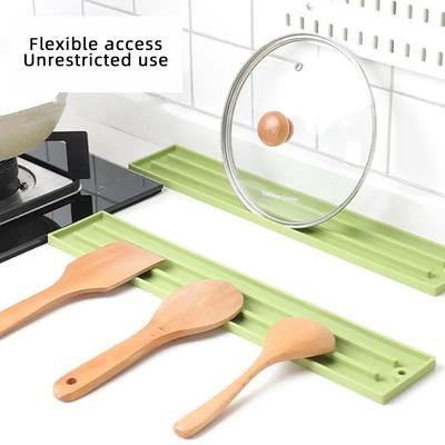 Kitchen Pot Lid Spatula Organiser Holder Silicone Sink Drain Pad Bottle Cup Drainer Support Rack Narrow Slit Anti Slip Tray