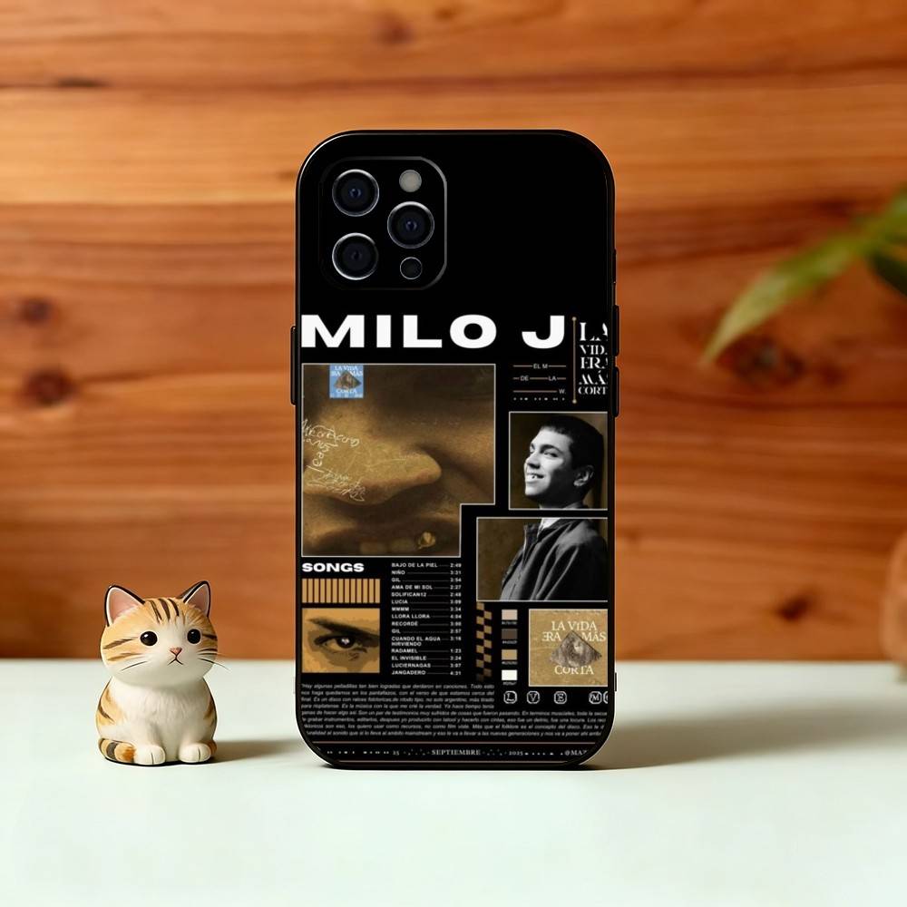 

M-Milo J Phone Case For iPhone 17,16,15,14,13,12,11 Plus,Pro Max,XS,Soft Silicone Black Cover iPhone15plus