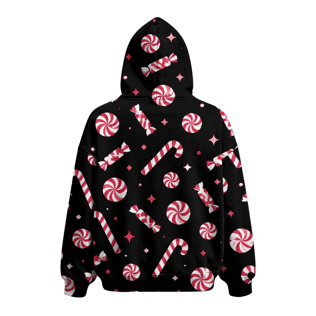 Damen Mode Weihnachtsdruck Pullover Hoodie mit großer Haustier Tasche für Freizeitkleidung