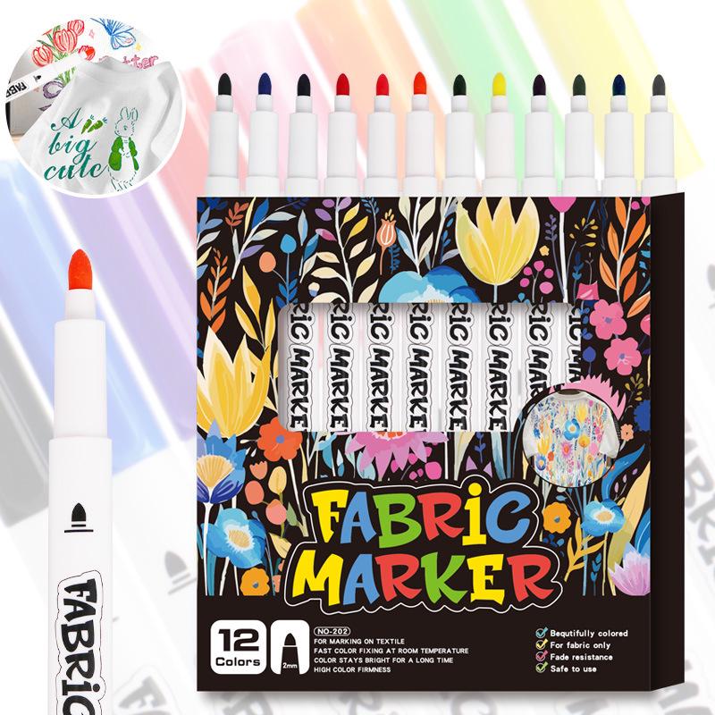 Washable Fabric Markers - Stain-Free, Colorful, Waterproof, Fade-Resistant, DIY Graffiti Pens