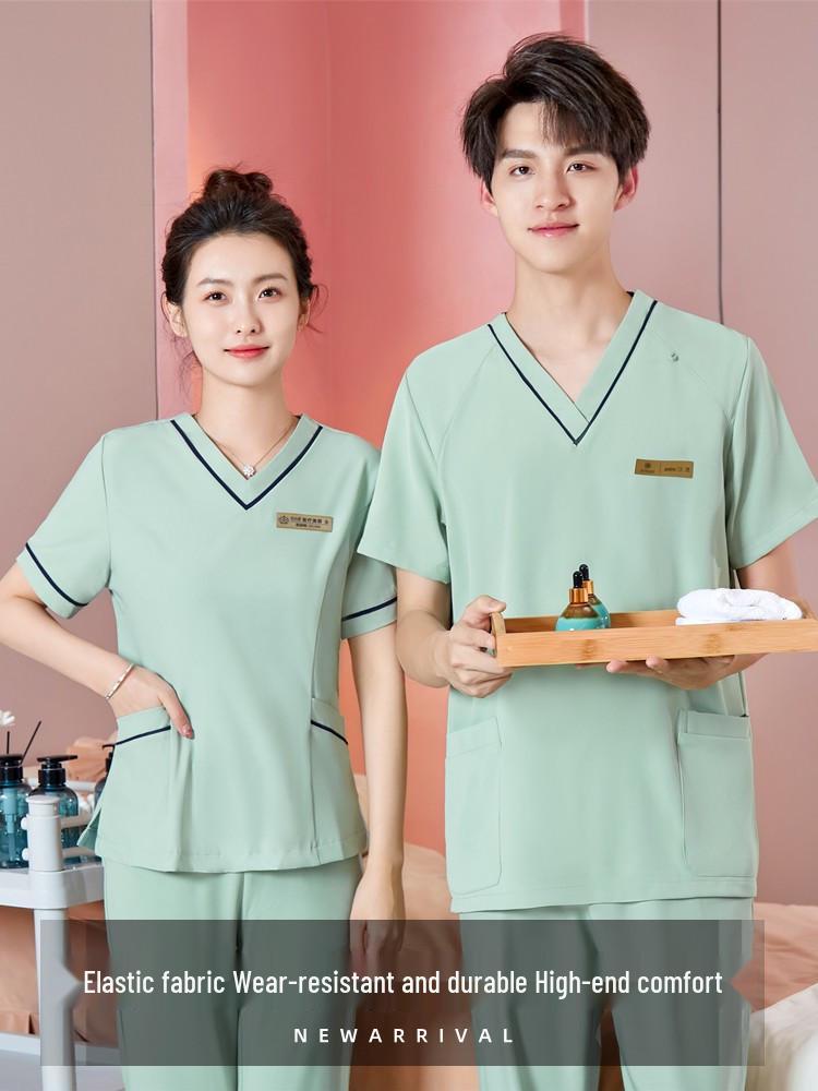 Unisex High-End Spa & Sauna Uniform Set for Beauty Technicians and Postpartum Recovery Specialists.