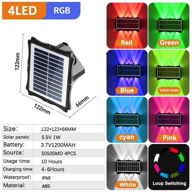 Solar Wall Lamp Outdoor Solar Lights Waterproof Up And Down Luminous Sunlights Home Balcony Yard Decor Garden Solar Wall Light
