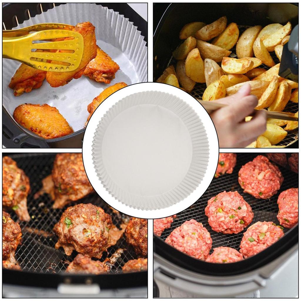 Round Air Fryer Paper 100 Pieces Unbleached Baking Supplies Air Fryer Basket Paper For Home Bakers Birthday Holiday Family