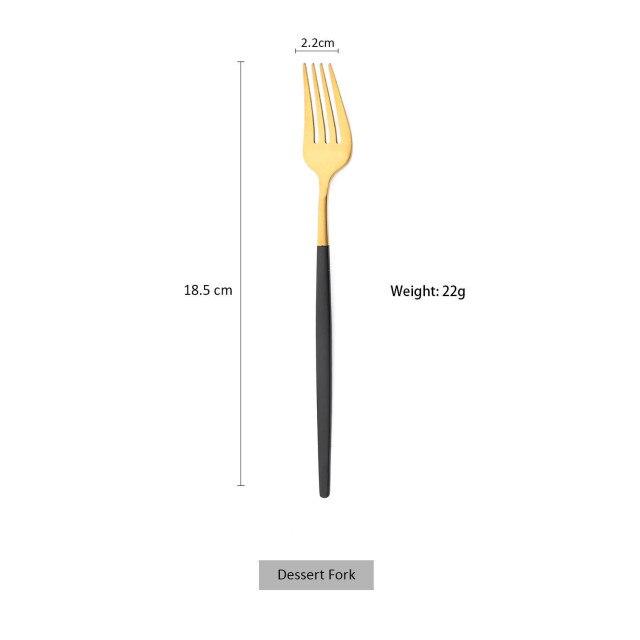 1 Pcs Matte Black Gold Dinnerware Stainless Steel Cutlery Home Dessert Fork Spoon Knife Dinner Silverware Flatware
