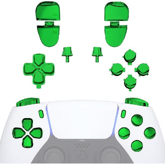 eXtremeRate Replacement D-pad R1 L1 R2 L2 Triggers Share Options Face Buttons, Chrome Gold Full Set Buttons Compatible with ps5 Controller BDM-030
