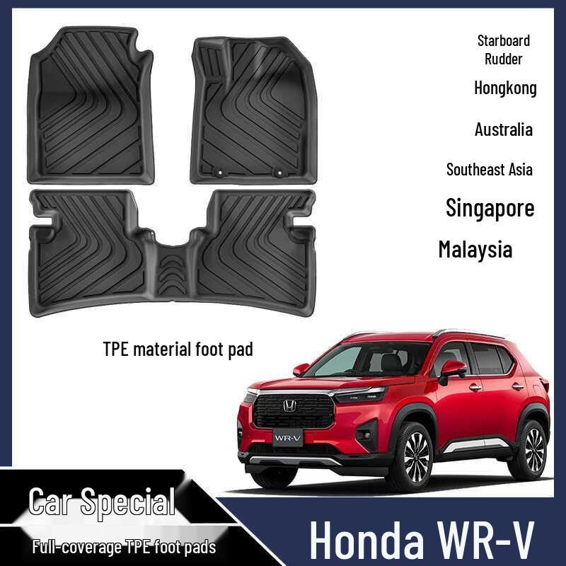 Custom TPE Floor and Trunk Mats for 2022-2024 Honda WR-V, Fully Enclosed Design.