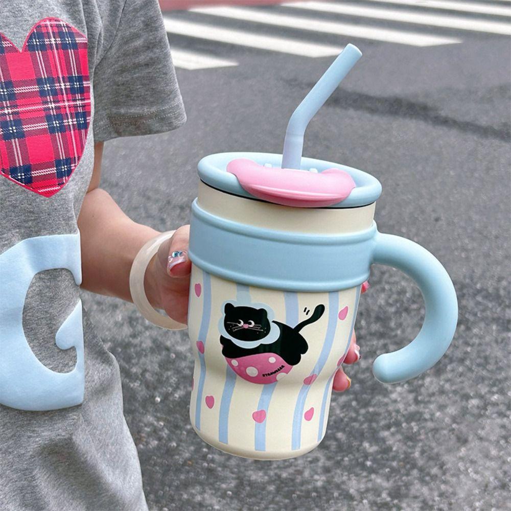 Leak Proof Insulation Cup Portable Water Bottle Drinkware Cat Thermos Cup  Travel
