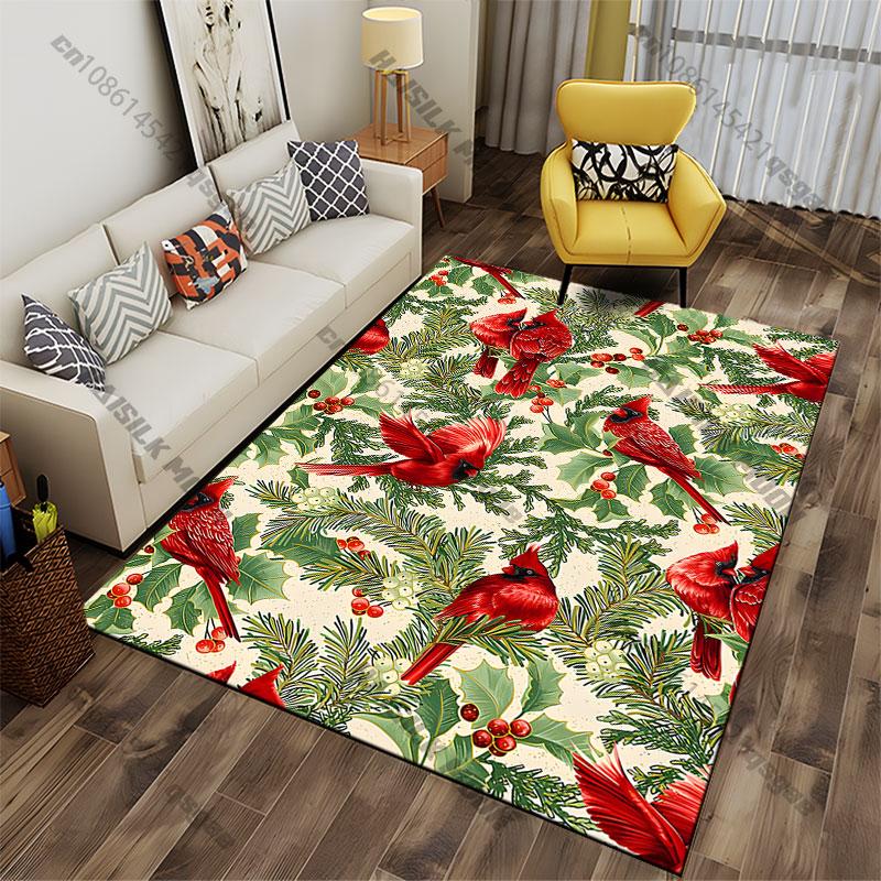 Cardinals holly foliage Christmas decor carpet Yoga living room room decor children's crawling mat doormat area rug