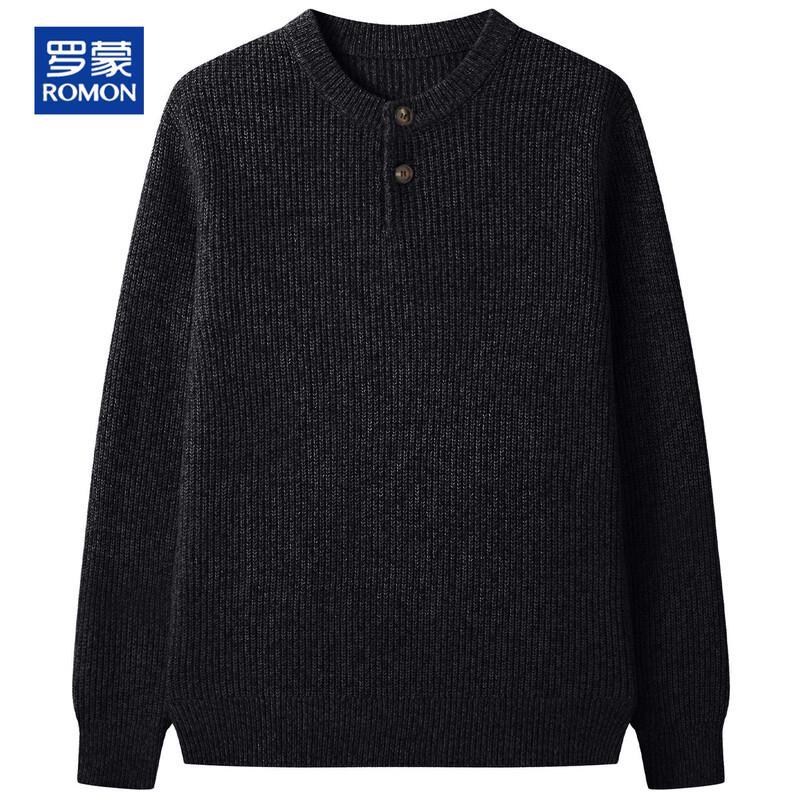 ROMON Men's Casual Crew Neck Wool-Blend Knit Sweater