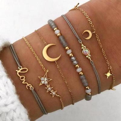 Set di 6 Braccialetti Autunnali Bohemienne Stella e Luna
