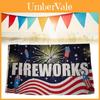 Fireworks Letter Pattern Polyester Holiday Flag Outdoor Banner For Festival Celebrations