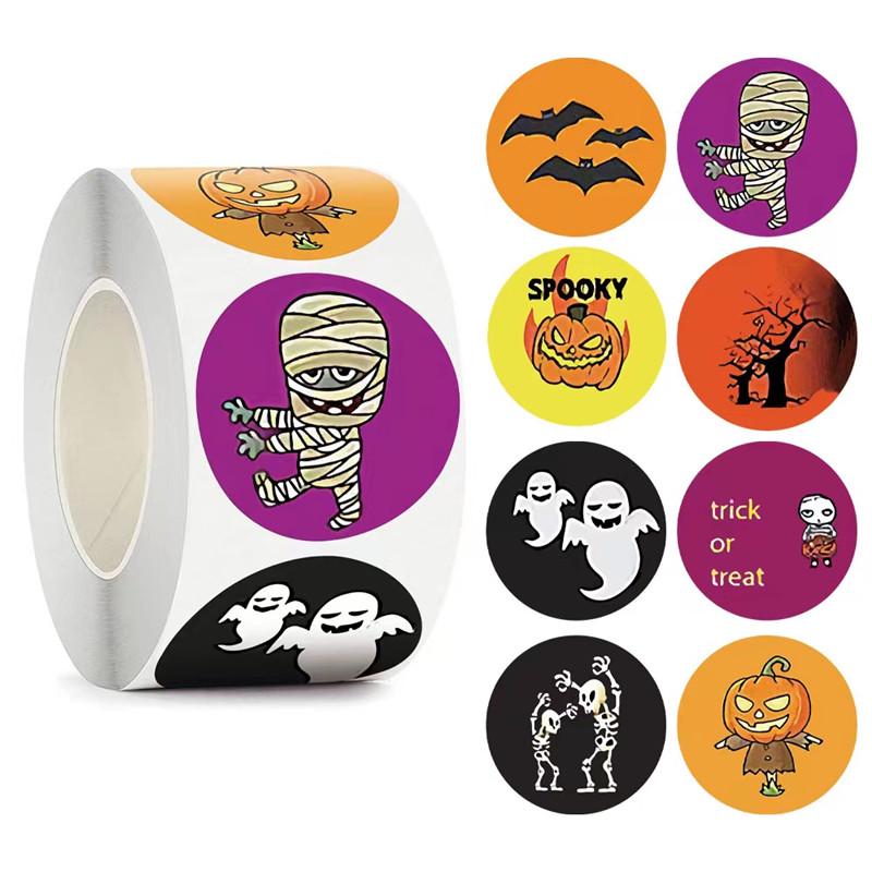 500 Halloween Cartoon Self-Adhesive Stickers: Funny Decoration Labels for Kids' Holiday Activities