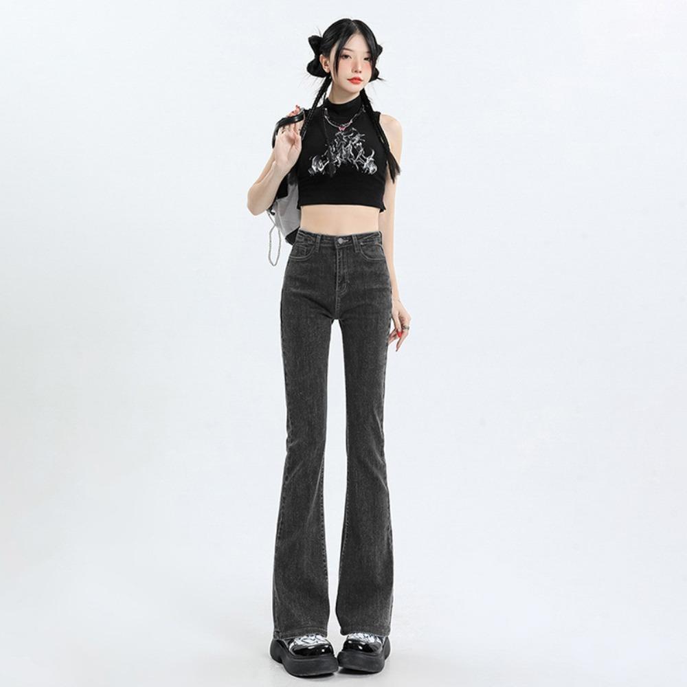 American trend micro-flared high-waisted jeans women's new spring and autumn slim-fitting Korean version of thin drape pants