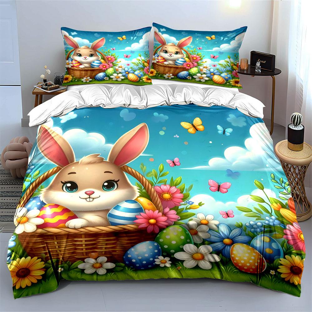 Easter Bunny Spring Picnic Set Exquisite Three-Piece Bedding Set Gift For Kids And Adults