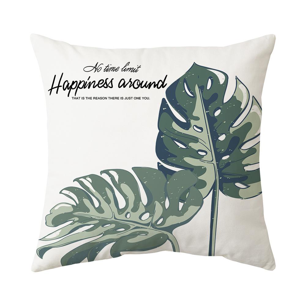 New Tropical Plant Cushion Peach Skin Pillow Nordic Fresh Living Room Sofa Pillow Cover